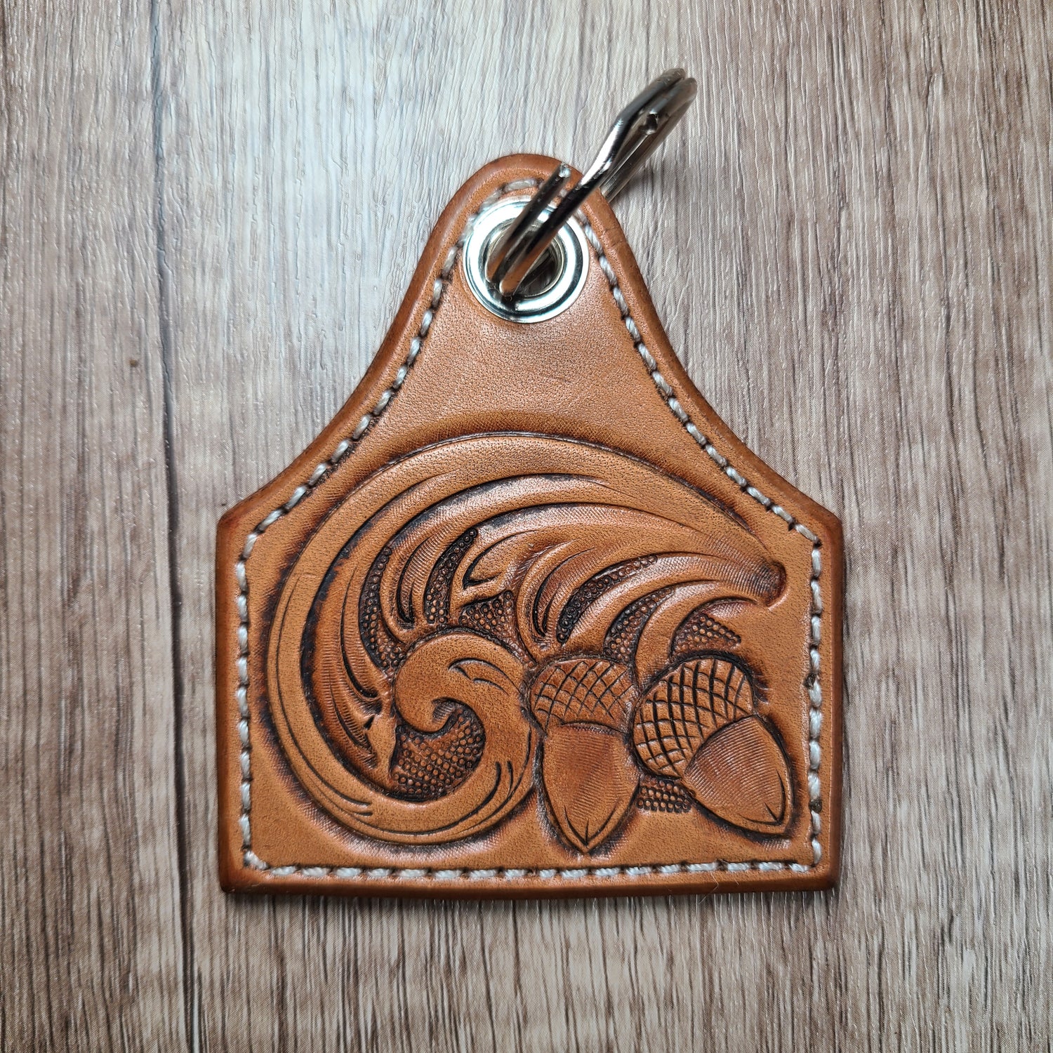 Cow Tag Leather Keychain - In Stock
