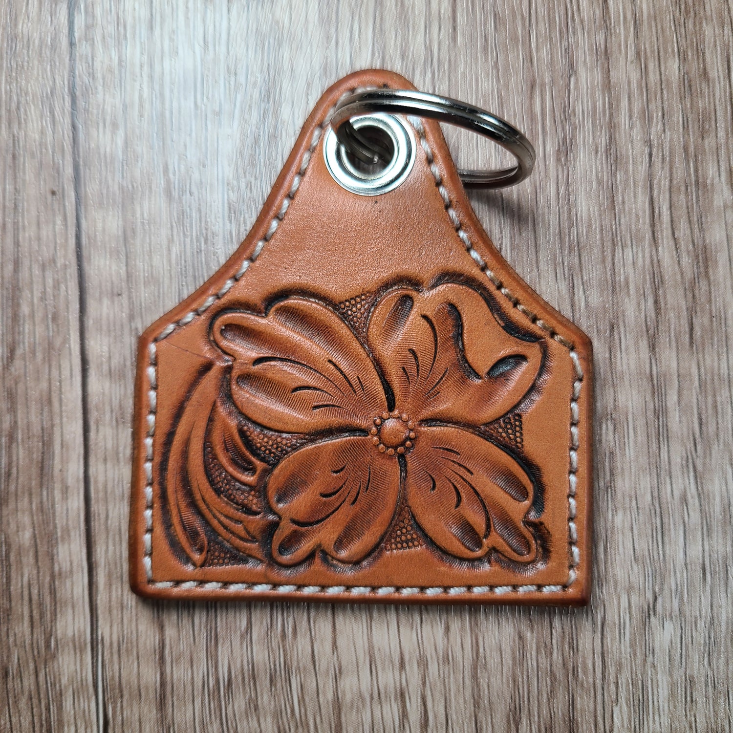 Cow Tag Leather Keychain - In Stock