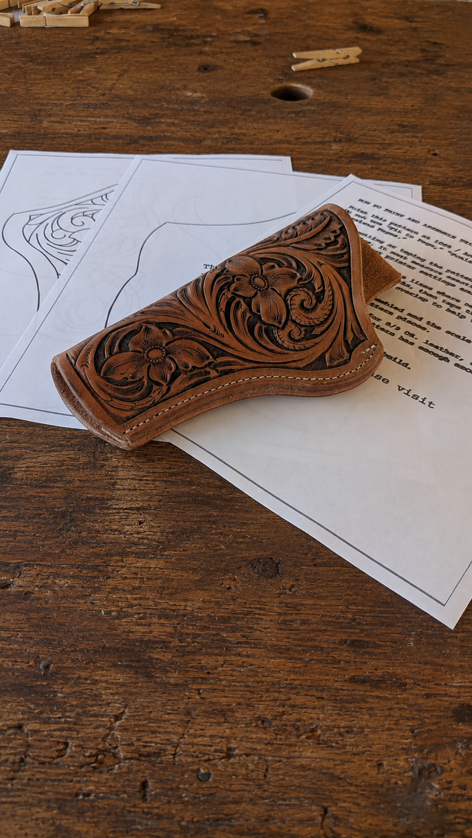 1911 leather holster digital pattern with floral pattern