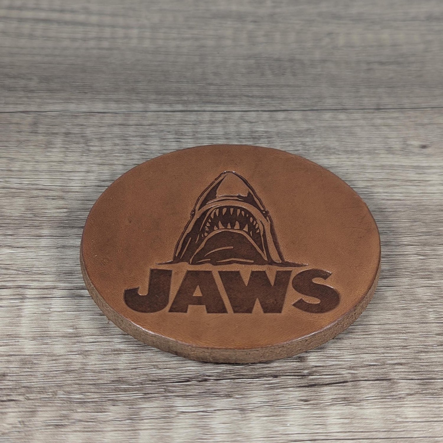 Jaws Movie-Themed Leather Coasters - Set of 4 Handmade Embossed Coasters Jaws Decorations Home
