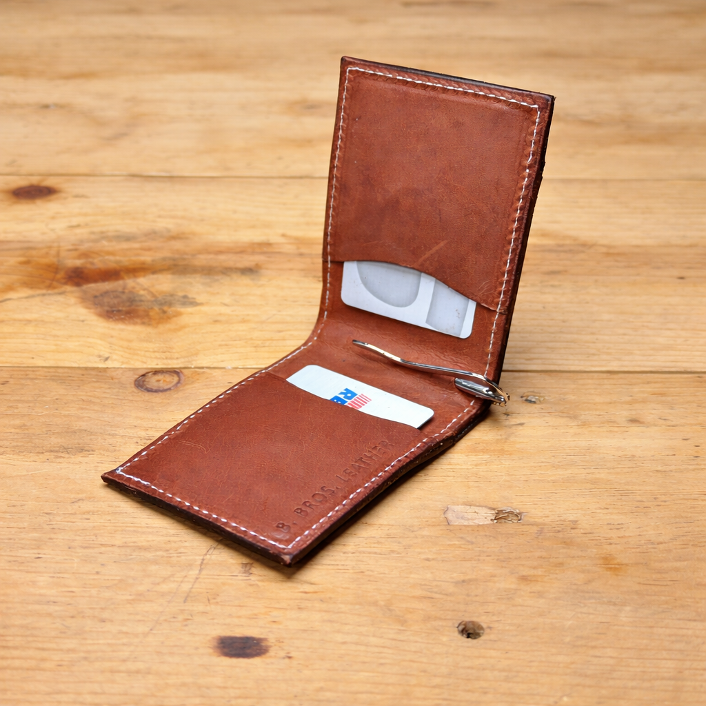 LV Slim Bi-fold Money Clip Front Pocket Floral Tooled Leather Wallet In-Stock