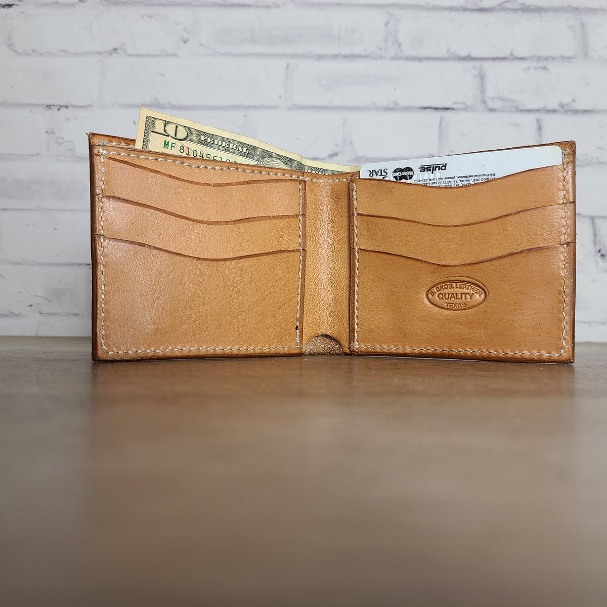 Leather Bi-fold Floral and Cross Wallet