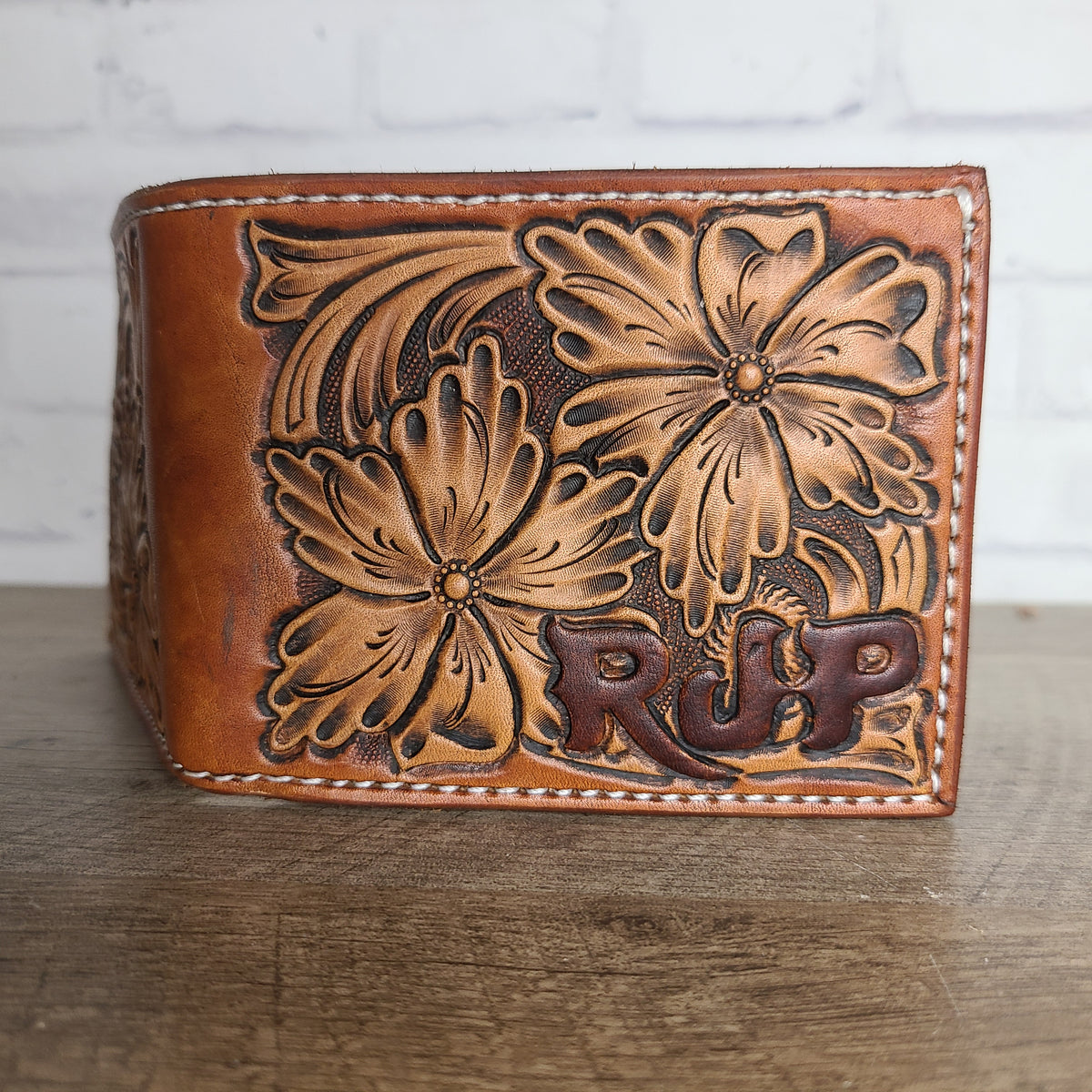 Leather Bi-fold Floral Wallet