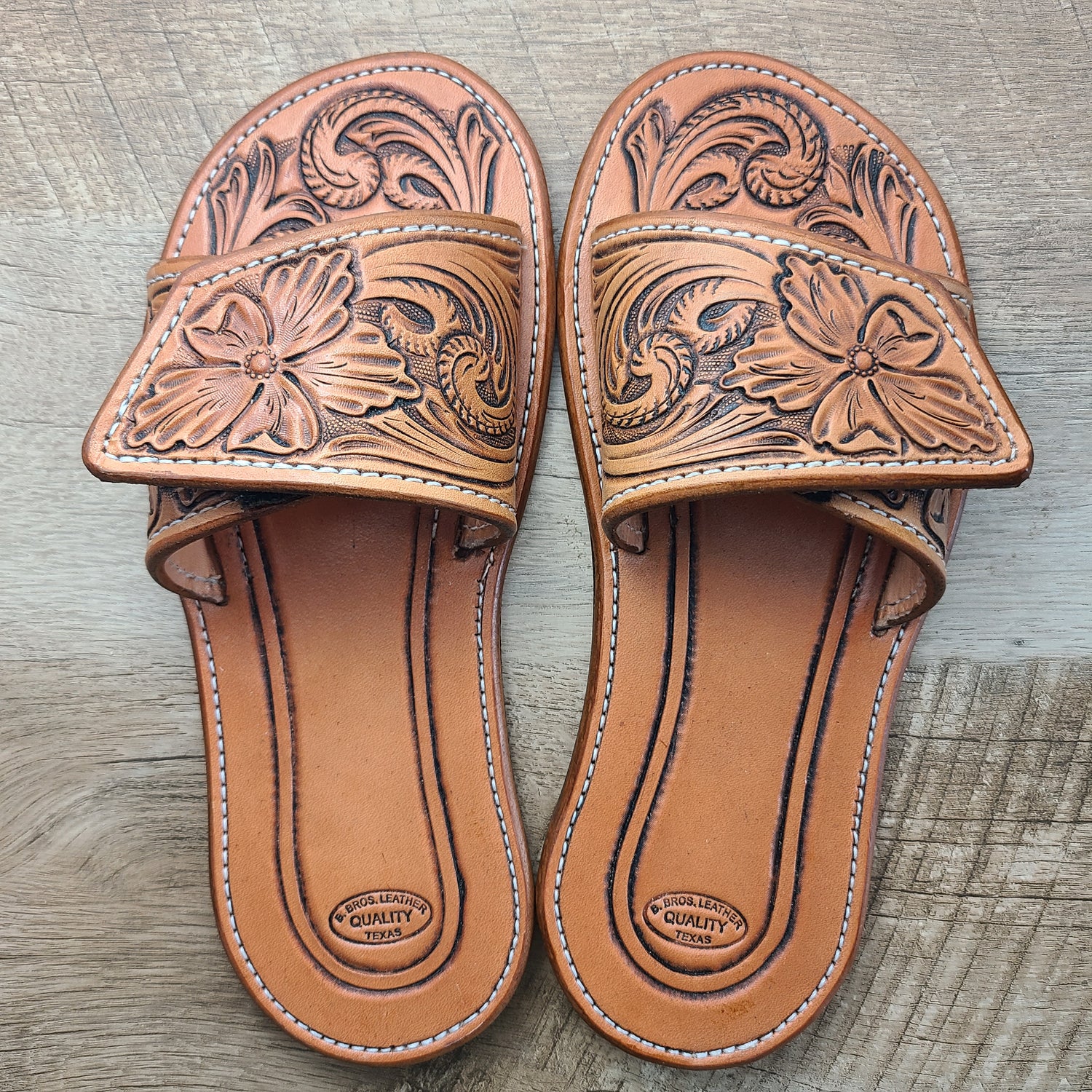 Floral Tooled Leather Sandals