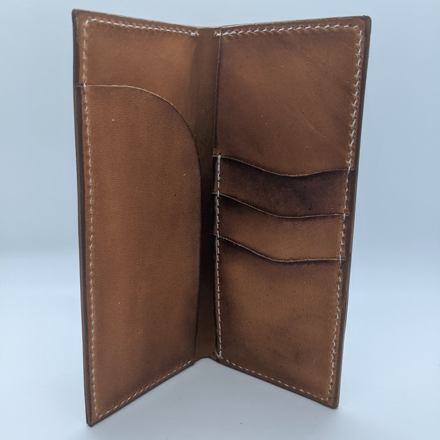 Floral and geometric tooled roper style leather wallet