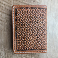 Tooled Leather Slim Bi-Fold Card Wallet - In Stock