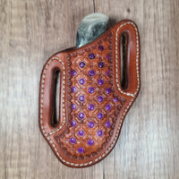 Purple Accented Geometric Dot Pancake Sheath wth Lockback - In Stock