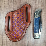 Purple Accented Geometric Dot Pancake Sheath wth Lockback - In Stock