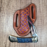Purple Accented Geometric Dot Pancake Sheath wth Lockback - In Stock