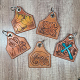 Cow Tag Leather Keychain - In Stock