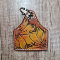 Cow Tag Leather Keychain - In Stock