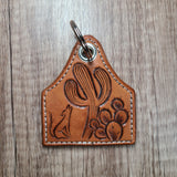 Cow Tag Leather Keychain - In Stock