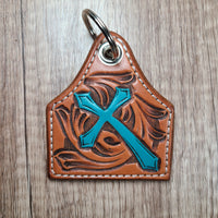 Cow Tag Leather Keychain - In Stock