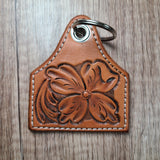 Cow Tag Leather Keychain - In Stock