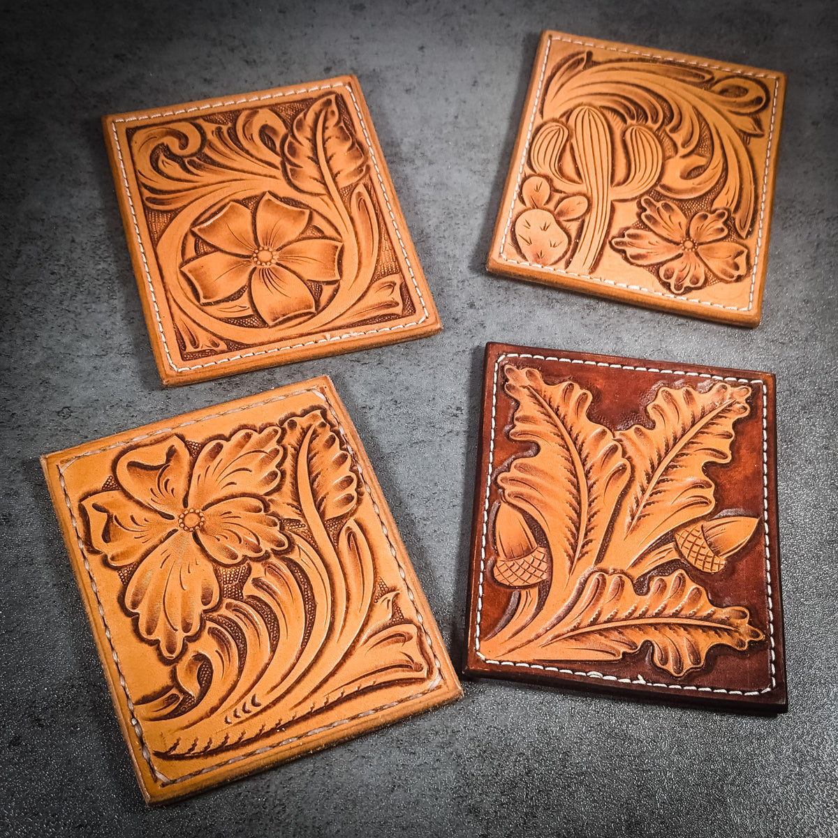 Digital Leather Credit Card Wallet Pattern Including Four Different Carving Designs Along with a Build Video