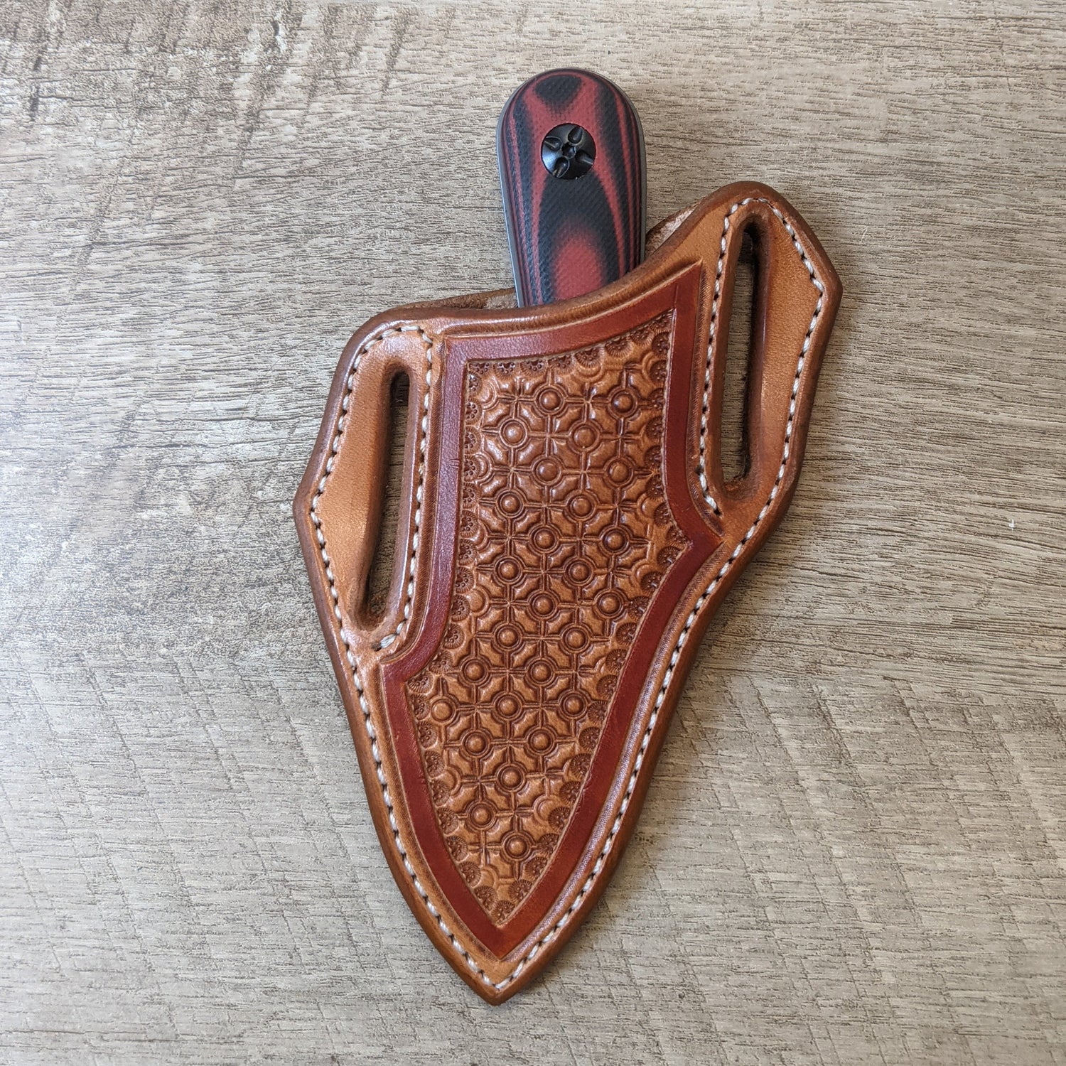 Rough Rider Fixed Blade Knife with G-10 Handle with a Geometric and Dyed Border Pattern