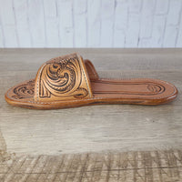 Floral Tooled all Leather Sandals