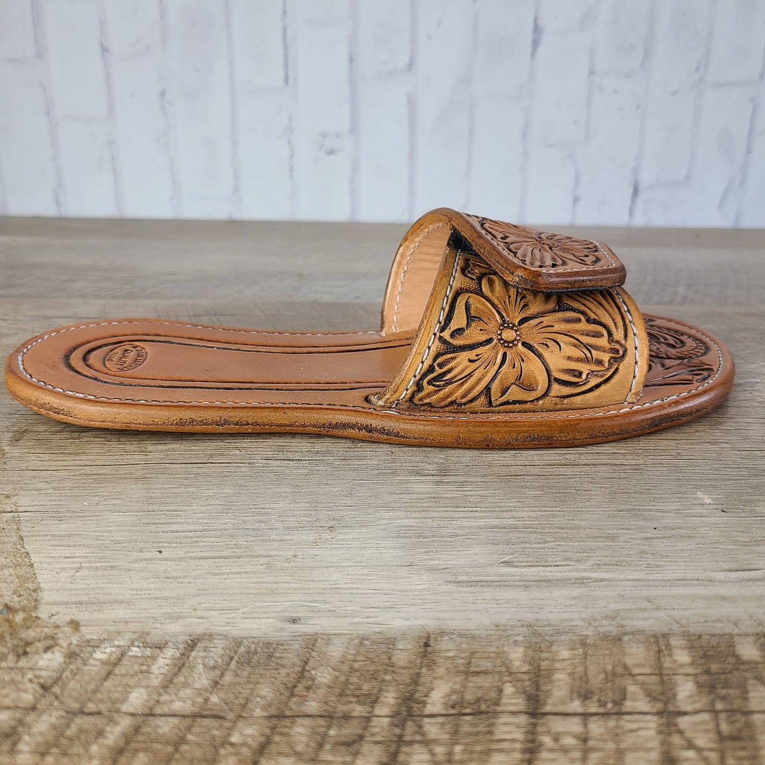 Floral Tooled all Leather Sandals