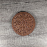 Mountain and Floral Scene Leather Coasters - Set of 4 Handmade Embossed Coasters Cabin Life Van Life Mountains