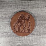 Bigfoot Leather Coasters - Set of 4 Handmade Embossed Coasters - Rustic Home Décor