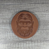 Sasquatch Head Leather Coasters - Set of 4 Handmade Embossed Coasters