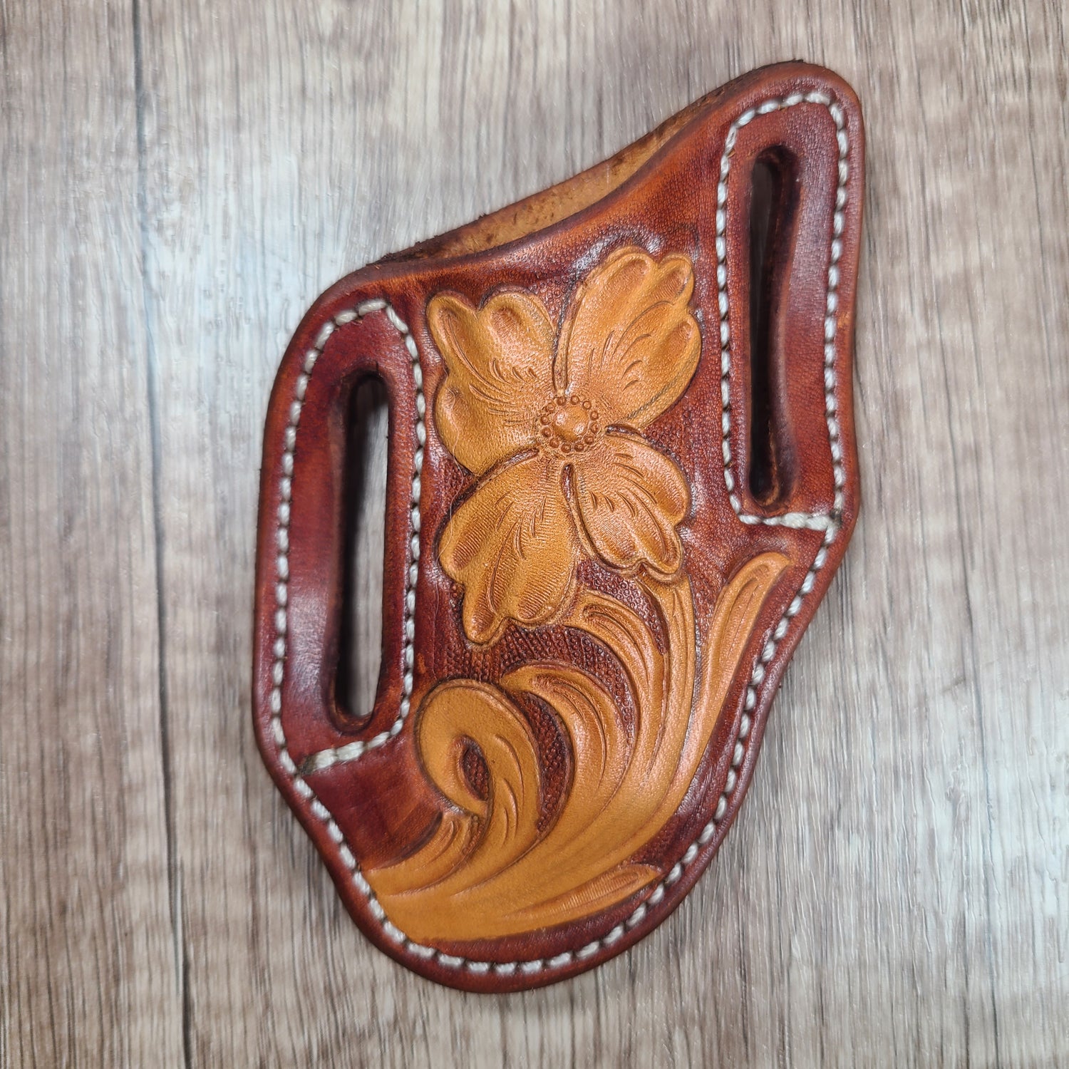 Floral Tooled Leather Sheath - In Stock