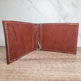 Slim Bi-fold Money Clip Front Pocket Floral Tooled Leather Wallet In-Stock