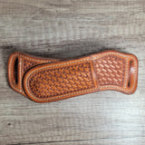 Basket Stamped Horizontal Trapper Knife Sheath - in stock