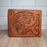 Lady Silhouette and Floral Tooled Leather Wallet - In Stock