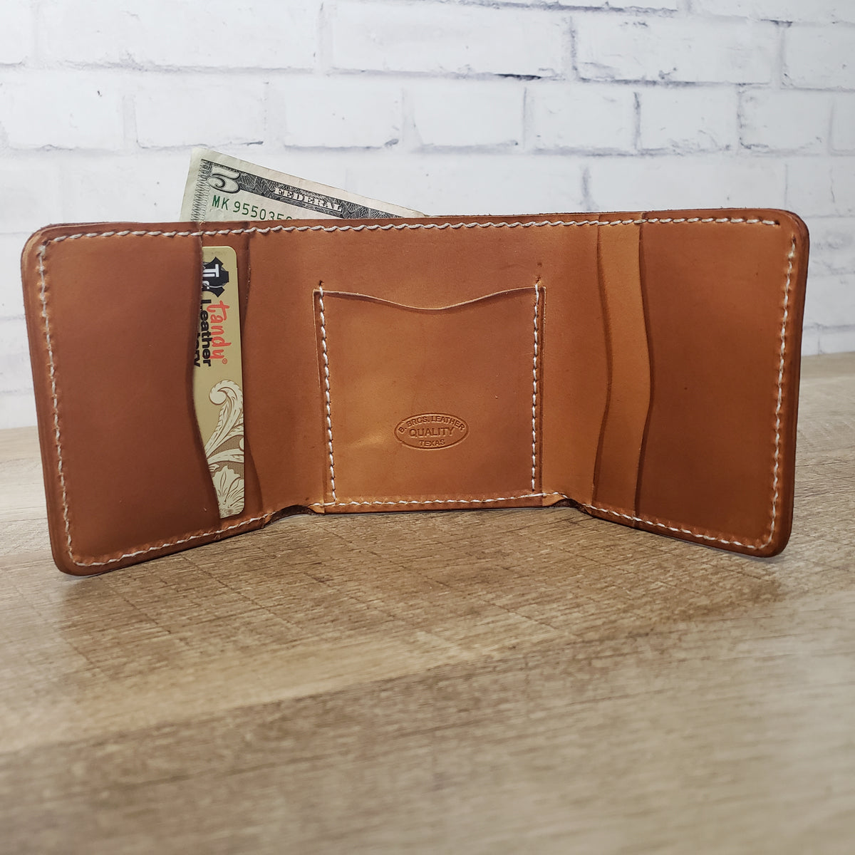 Leather Tri-Fold Floral Wallet