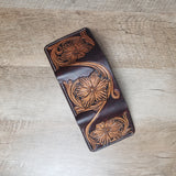 Leather Tri-Fold Floral Wallet