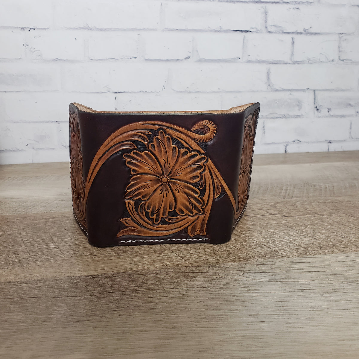 Leather Tri-Fold Floral Wallet