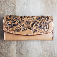 Floral Ladies Leather Clutch Wallet