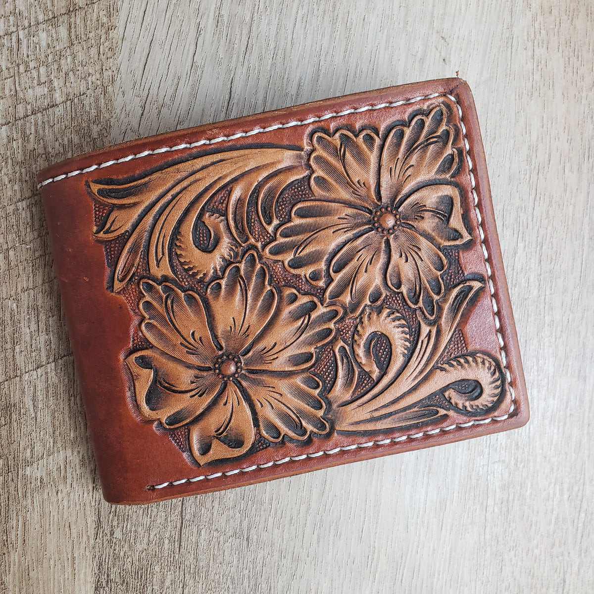 Leather Bi-fold Floral Wallet