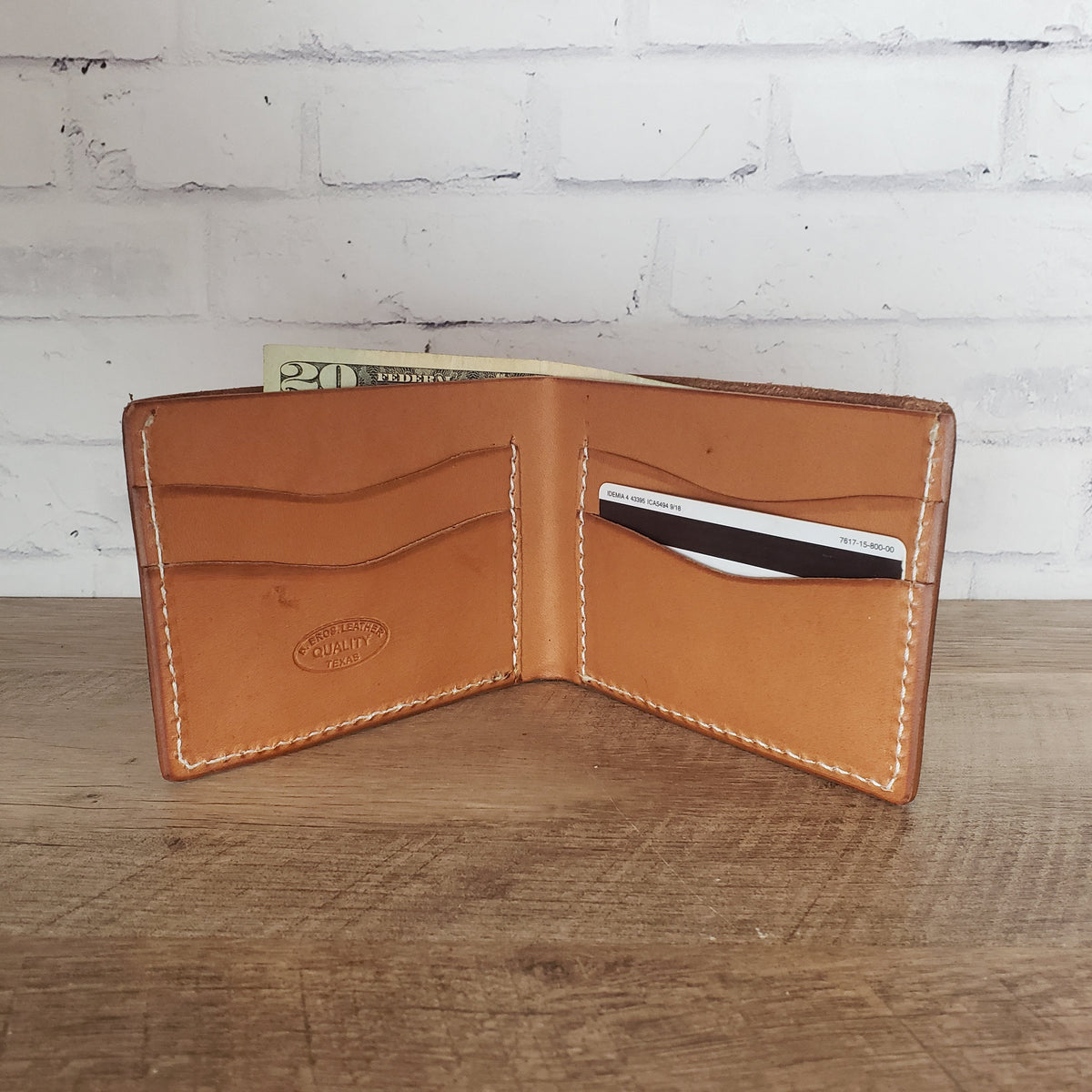 Leather Bi-fold Floral and Cross Wallet