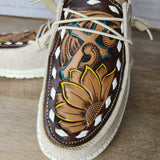 Cross and Sunflower Tooled Hey Dudes