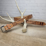 Floral Tooled Leather Belt