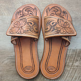 Floral Tooled Leather Sandals