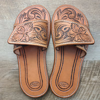 Floral Tooled Leather Sandals