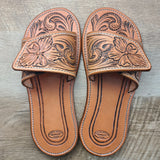 Floral Tooled Leather Sandals
