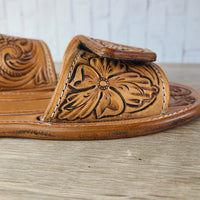 Floral Tooled Leather Sandals