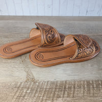 Floral Tooled Leather Sandals
