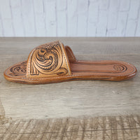 Floral Tooled Leather Sandals