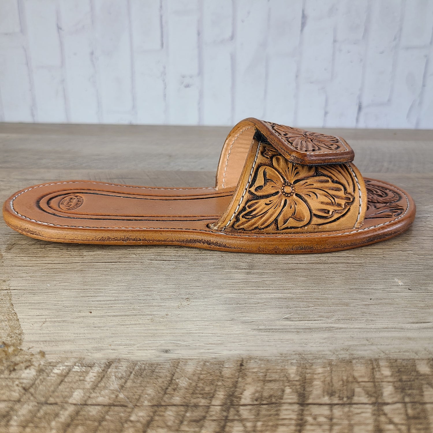 Floral Tooled Leather Sandals