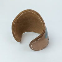 Leather Cuff with carved and painted desert scene with cactus adjustable size