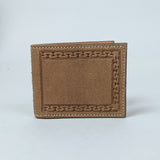 Handmade leather bifold wallet rough out with border design