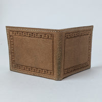 Handmade leather bifold wallet rough out with border design