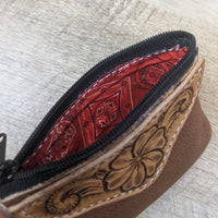 Floral Tooled Leather Coin Purse