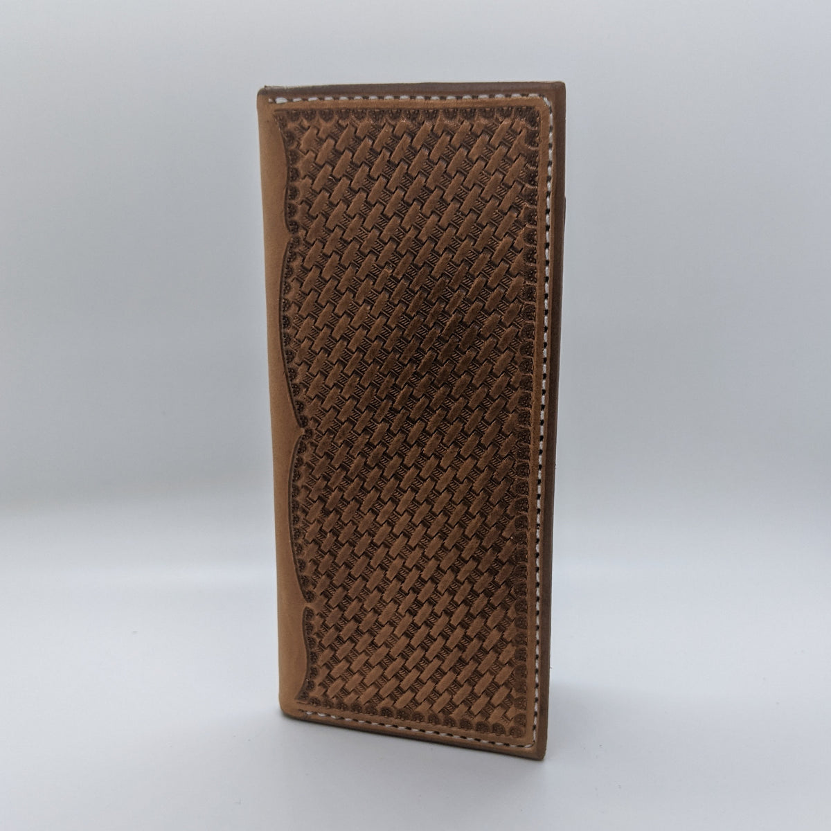 basket stamped roper style leather wallet