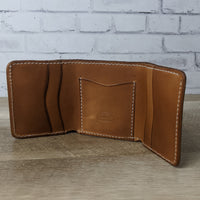 leather trifold wallet geometric stamped with 5 card slots